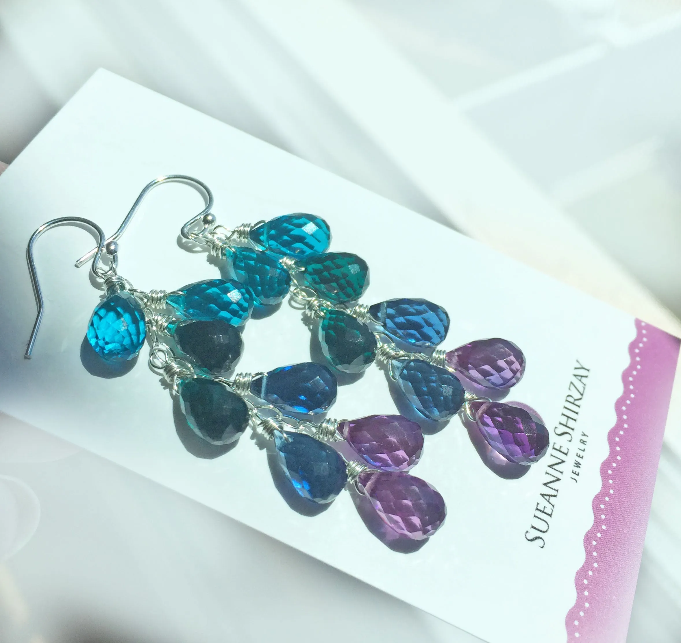 Blues Falls Elongated Cascade Earrings