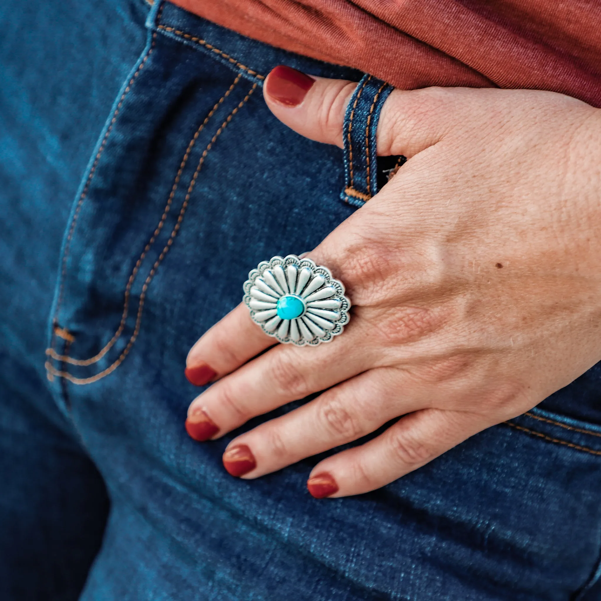 BOHO CONCHO TURQUOISE RING