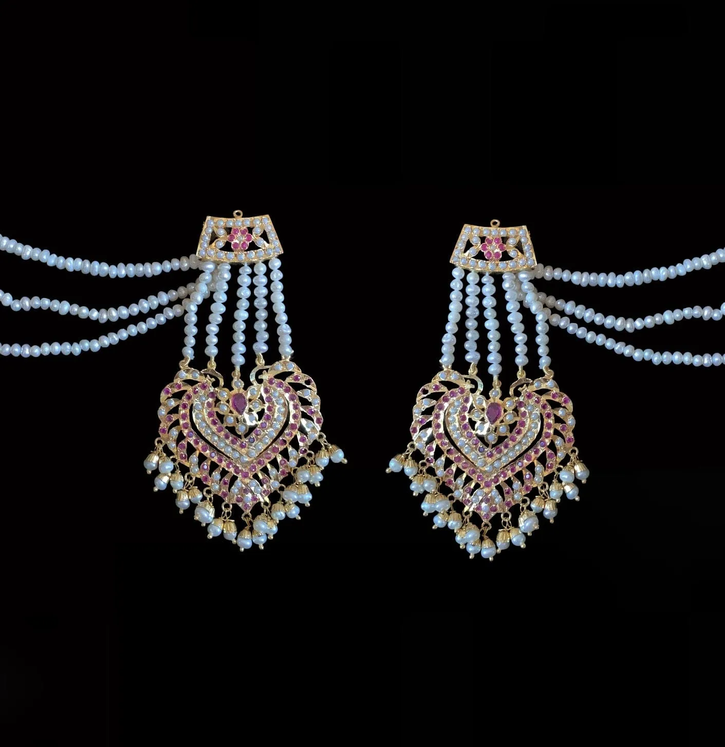 BR305 Insha Ruby pearl jadau bridal set ( SHIPS IN 4 WEEKS)