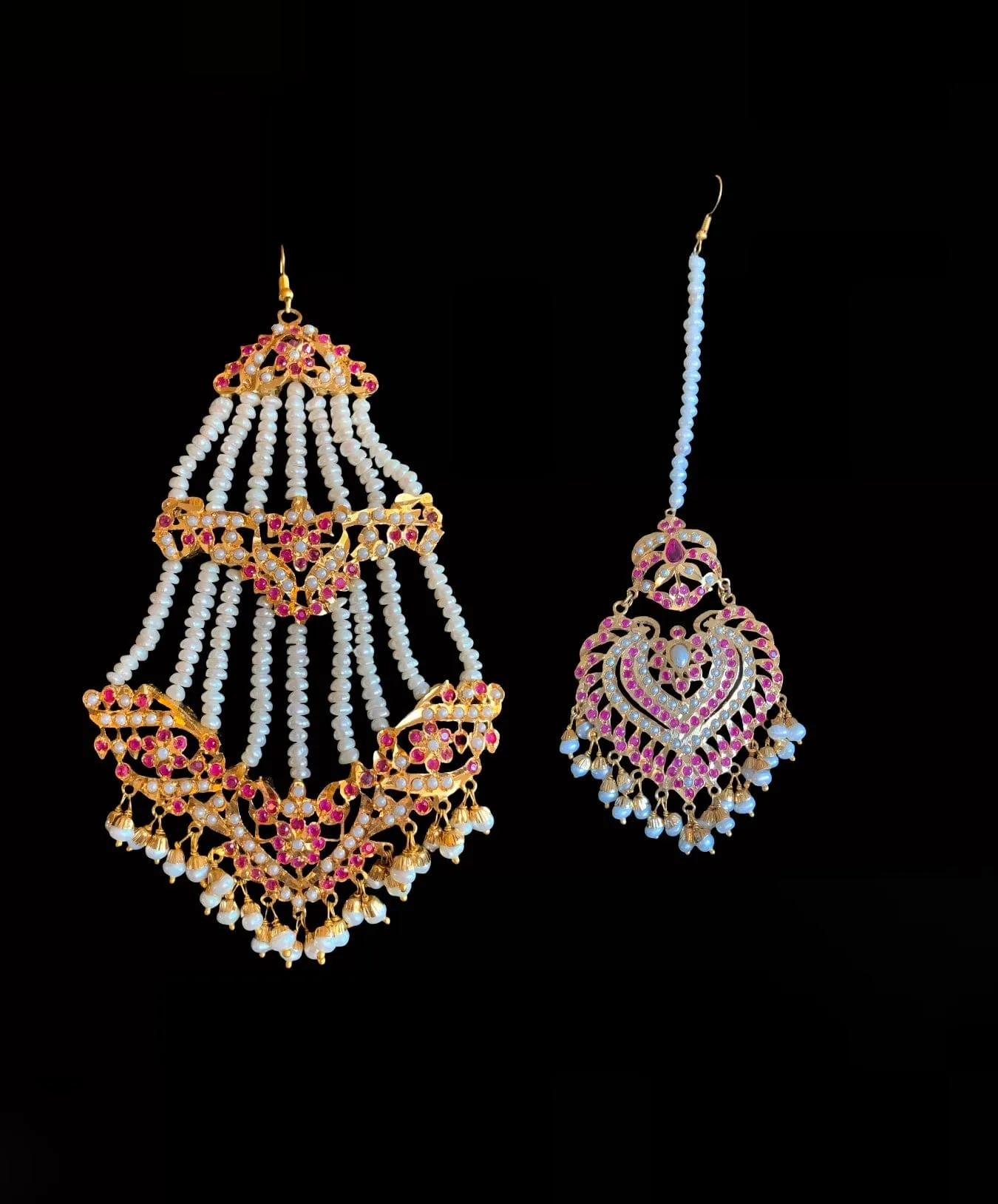 BR305 Insha Ruby pearl jadau bridal set ( SHIPS IN 4 WEEKS)