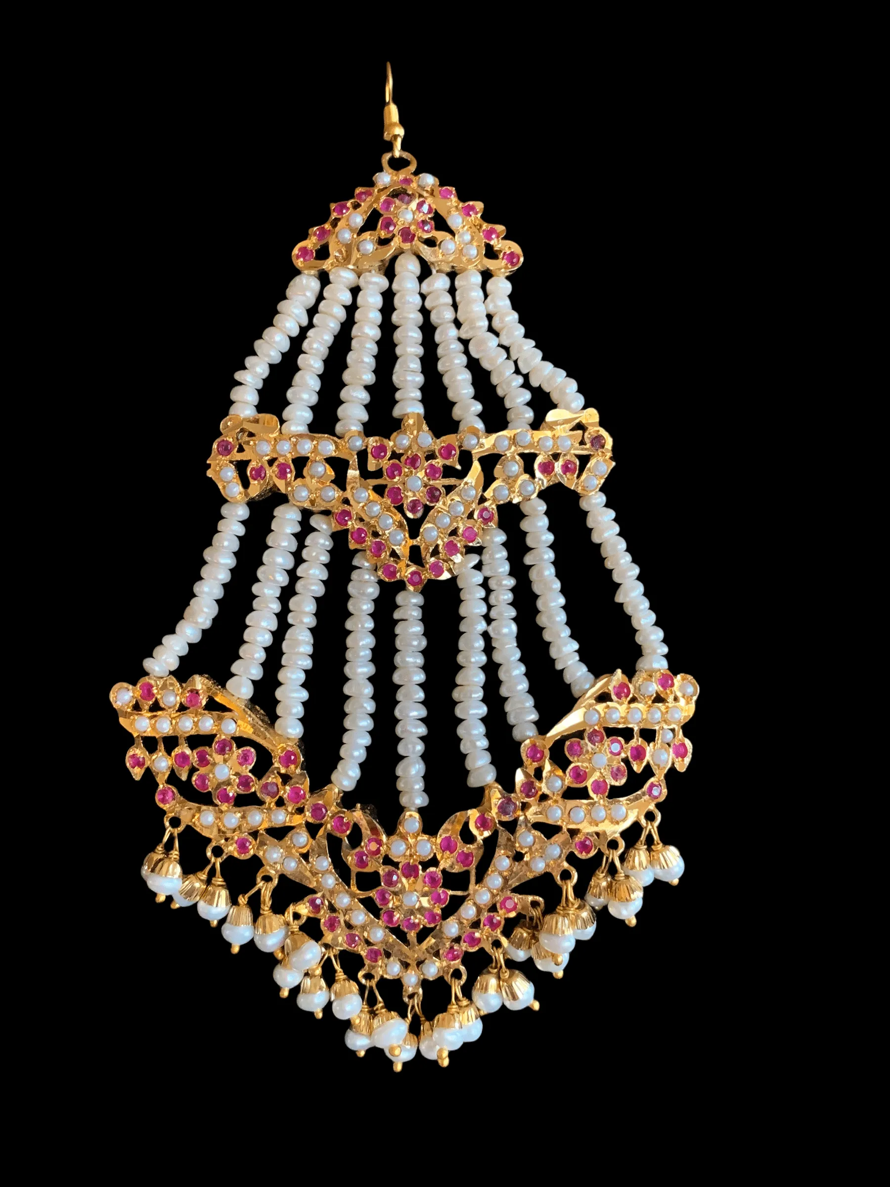 BR305 Insha Ruby pearl jadau bridal set ( SHIPS IN 4 WEEKS)