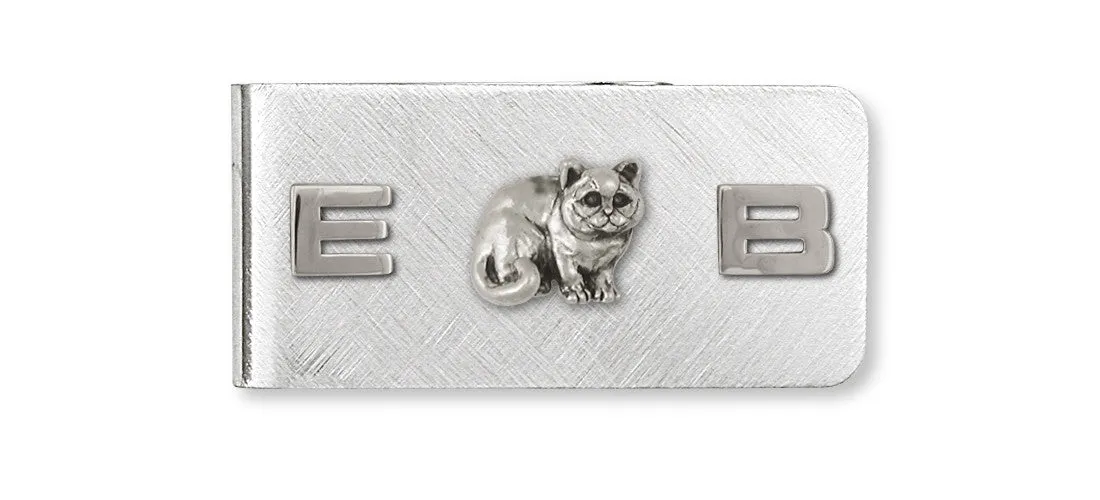 British Shorthair Money Clip Jewelry Silver Handmade Cat Money Clip BRS5-MC