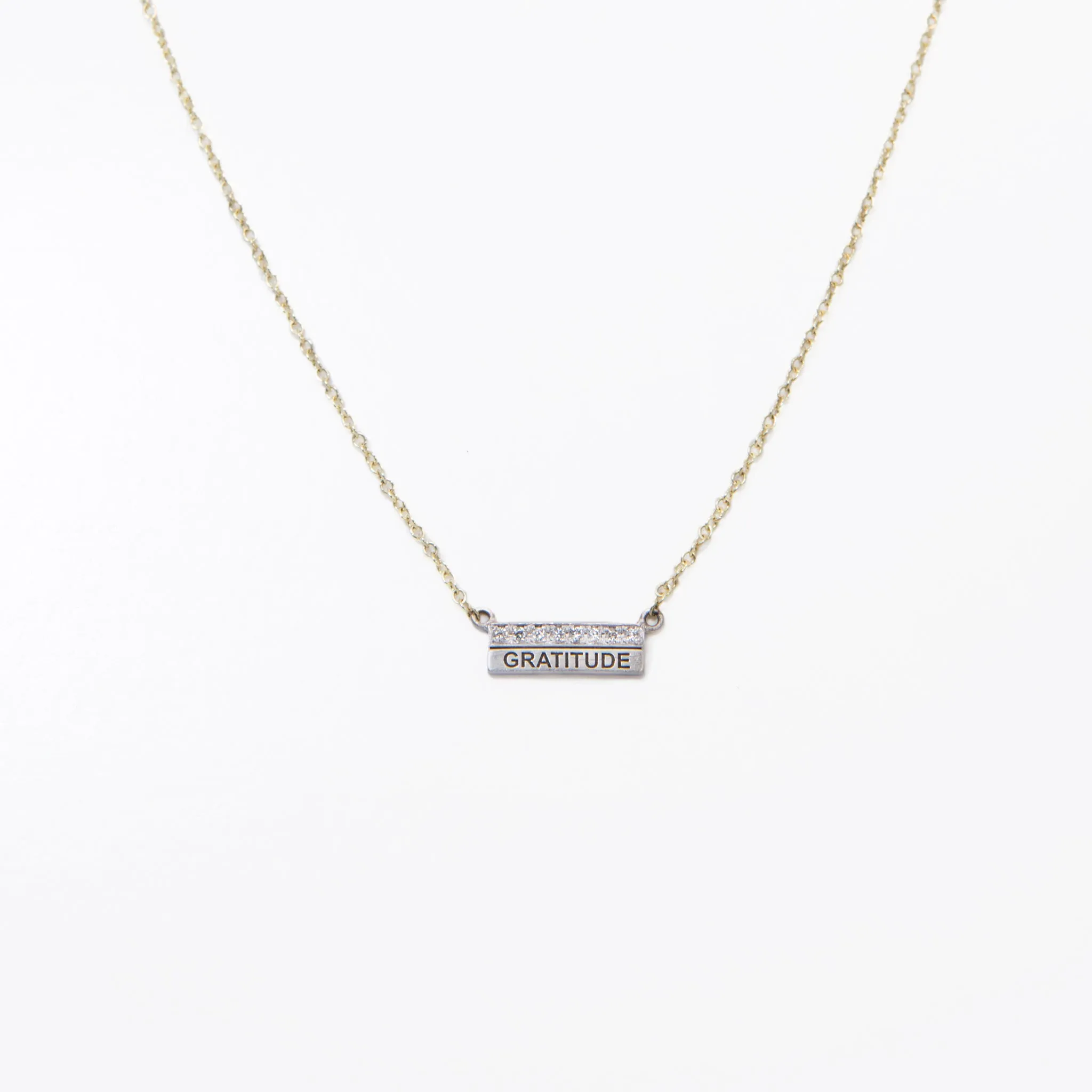 Buildon01, 14kt gold, 18in chain w loop at 16in, 2 bars one with pave one with laser or plain necklace