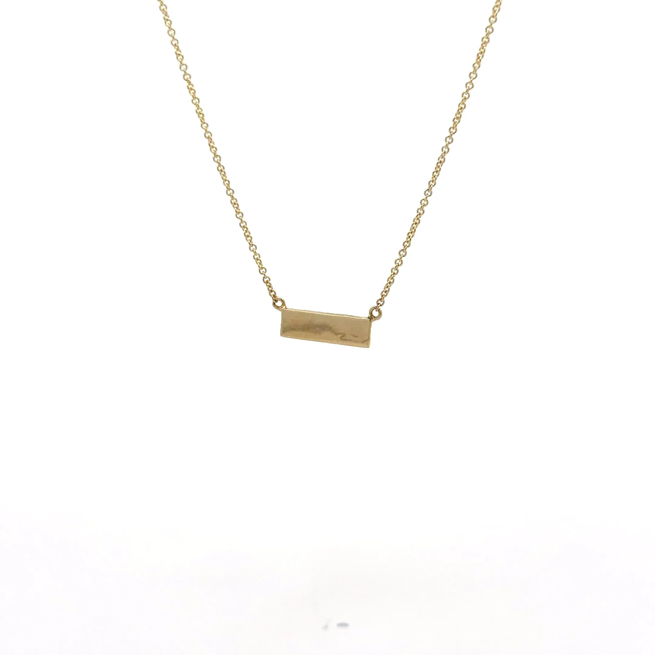 Buildon01, 14kt gold, 18in chain w loop at 16in, 2 bars one with pave one with laser or plain necklace