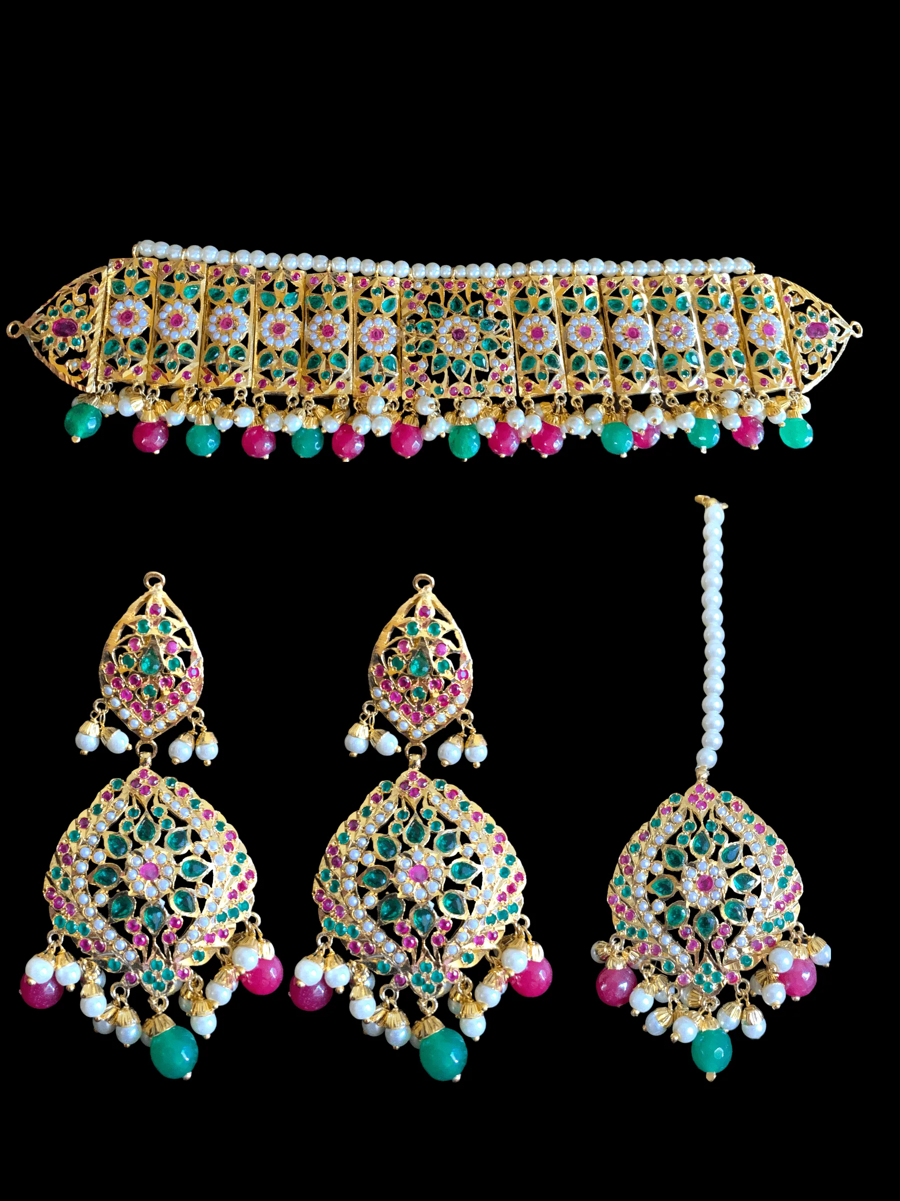 C120 Nandini gold plated jadau choker set ( SHIPS IN 4 WEEKS  )