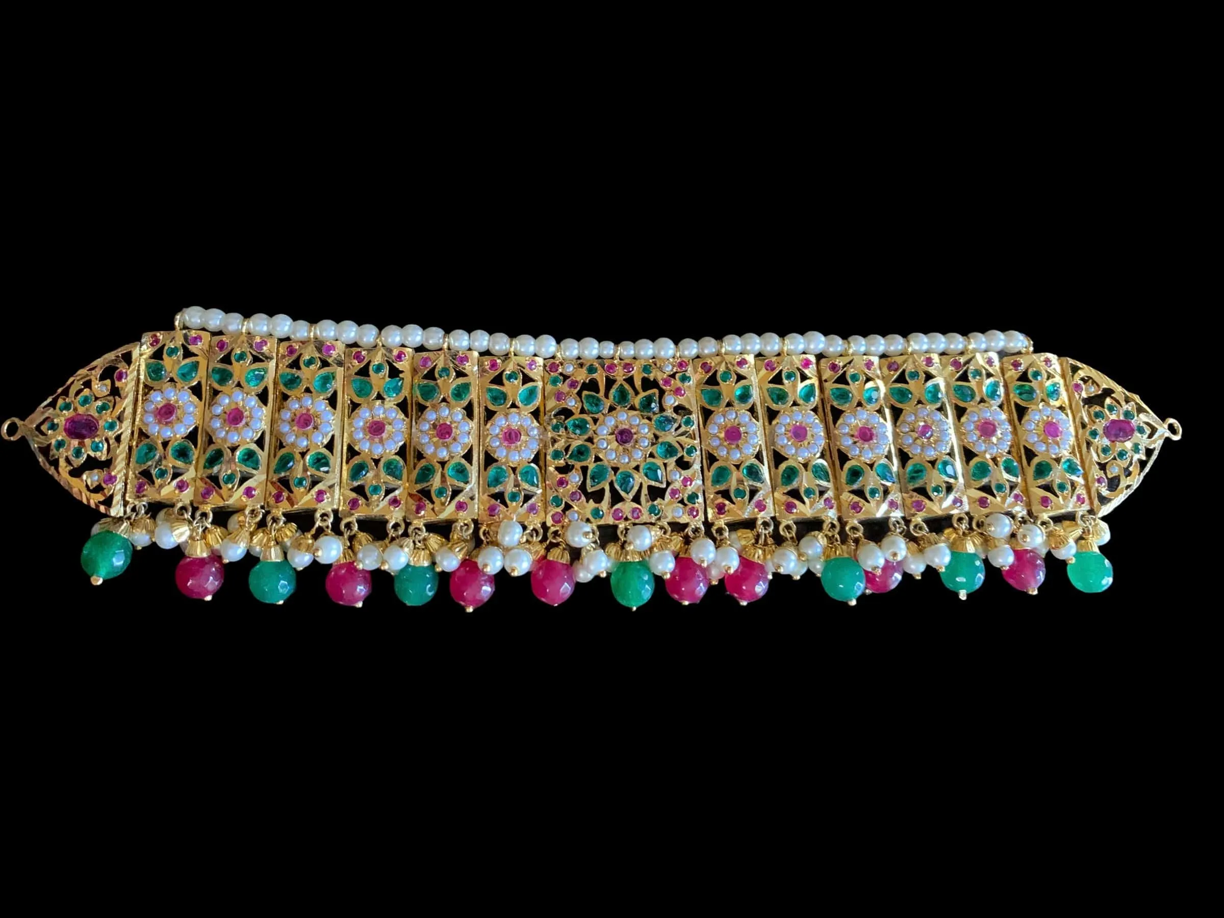 C120 Nandini gold plated jadau choker set ( SHIPS IN 4 WEEKS  )