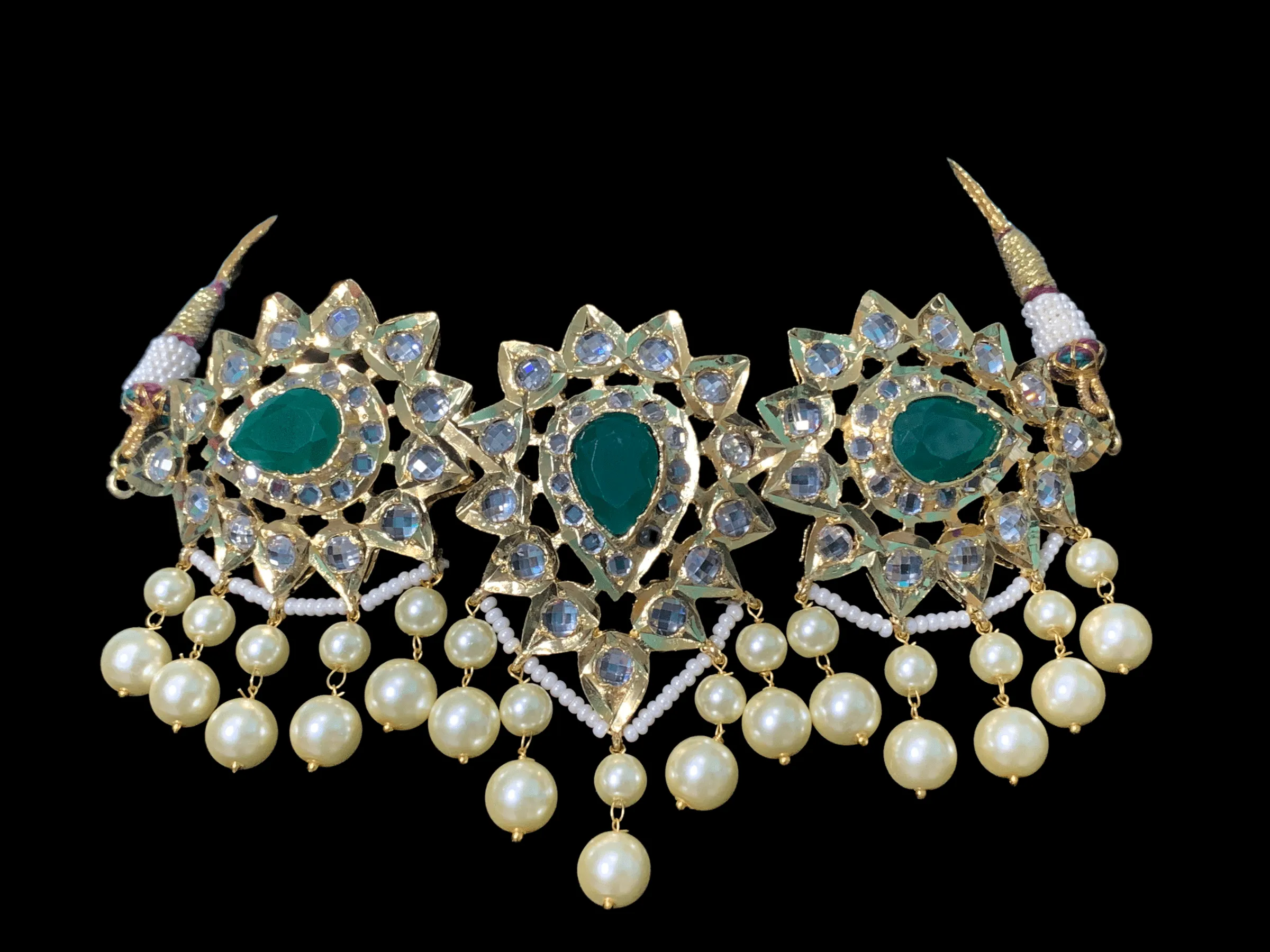 C179 Shaburi gold plated Hyderabadi choker with earrings ( READY TO SHIP)