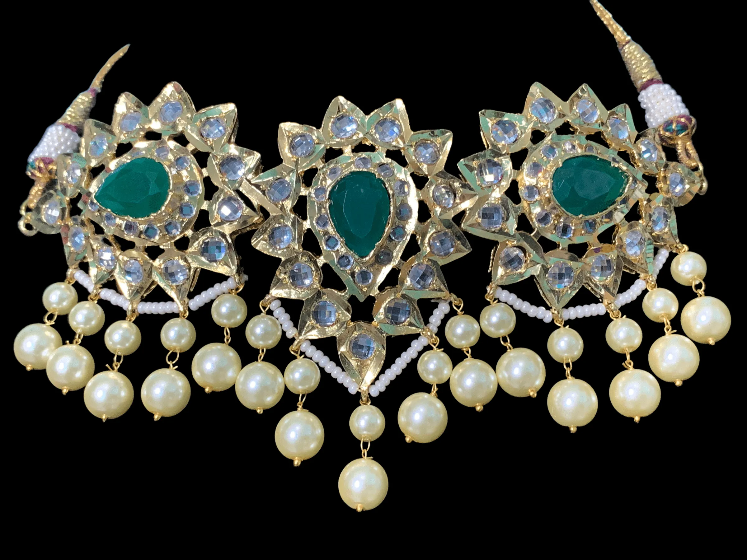 C179 Shaburi gold plated Hyderabadi choker with earrings ( READY TO SHIP)