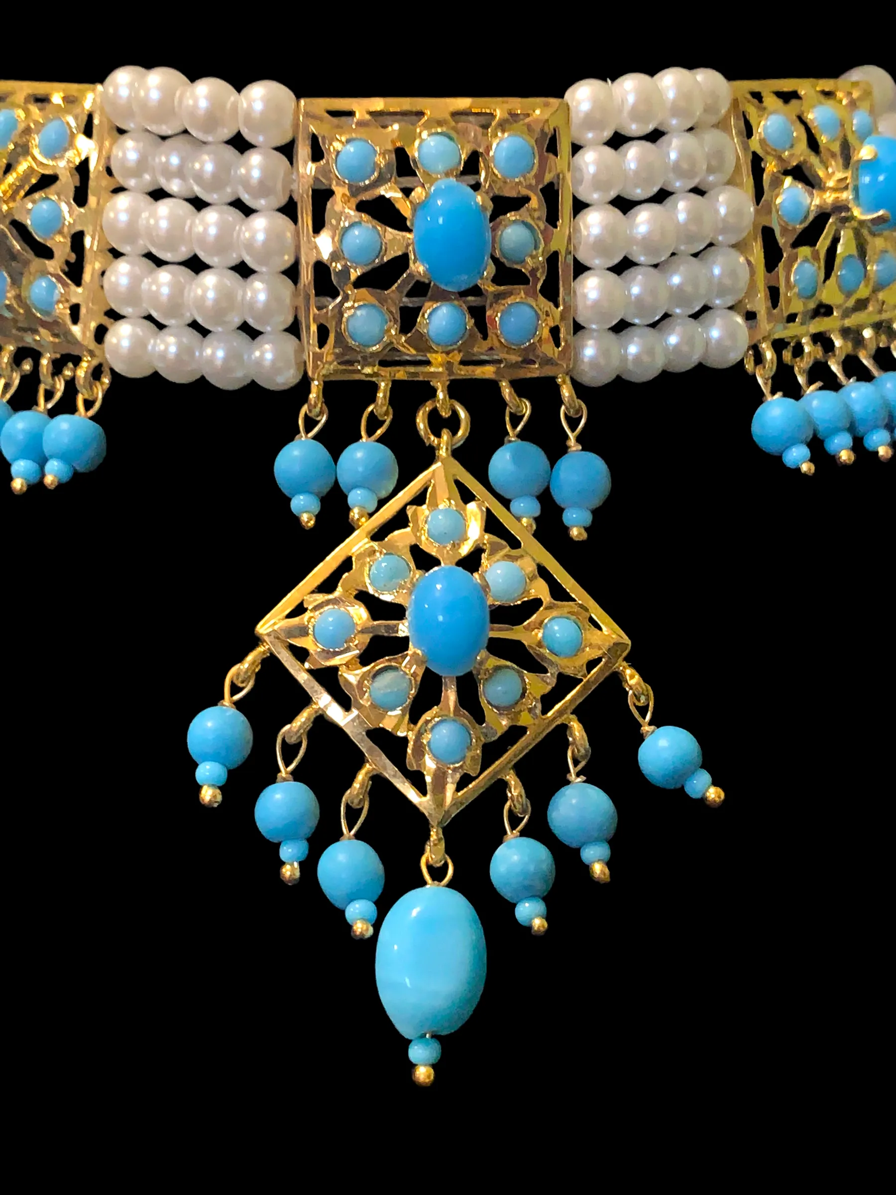 C197 Anushay ferozi / turquoise   choker with earrings (SHIPS IN 4 WEEKS )