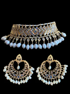 C86 MAHIRA v set in fresh water pearls  (READY TO SHIP  )