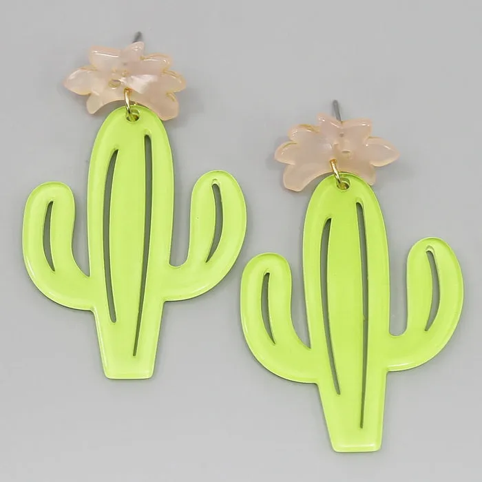 Cactus Acetate Drop Earrings