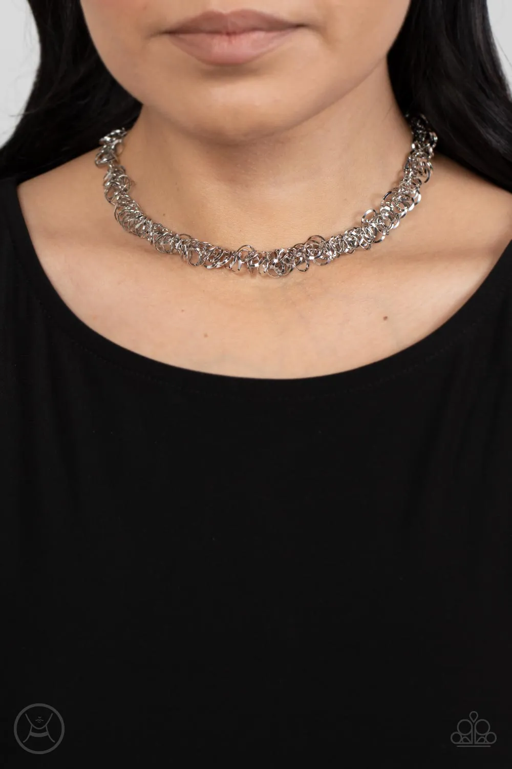 Cause a Commotion Silver Choker Necklace - Paparazzi Accessories