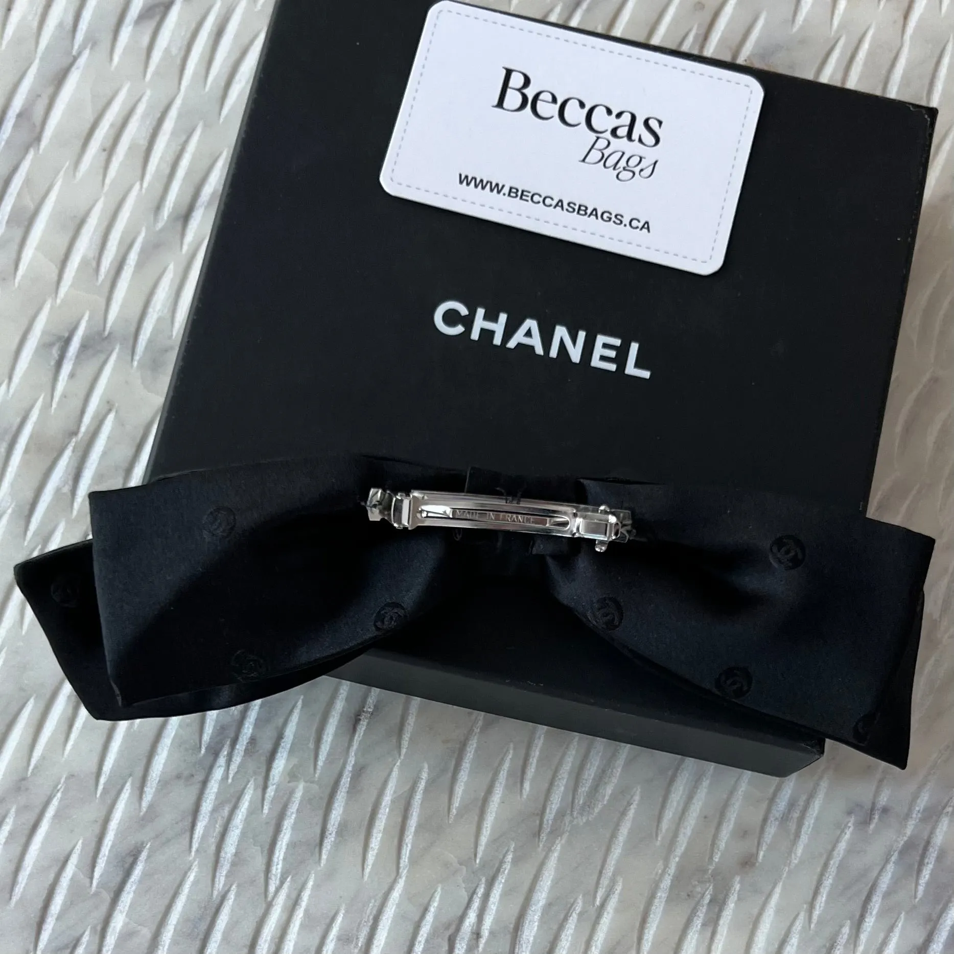 Chanel CC Satin Bow Hair Clip