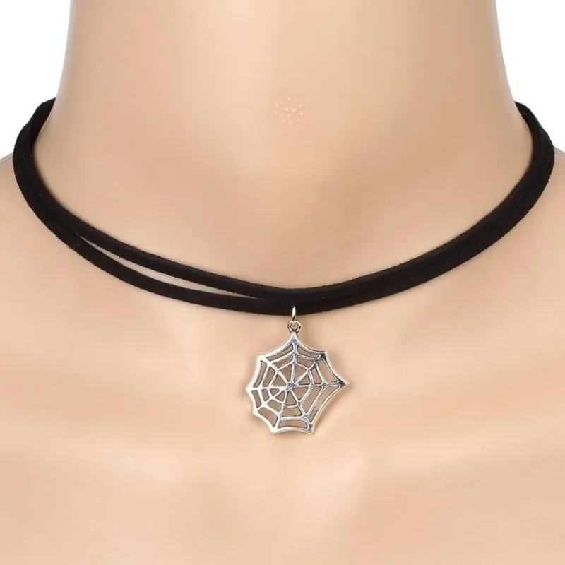 Charlotte's Web Silver & Black Choker Necklace