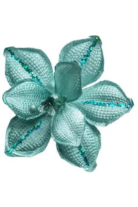 Clip on Magnolia, Teal Glitter