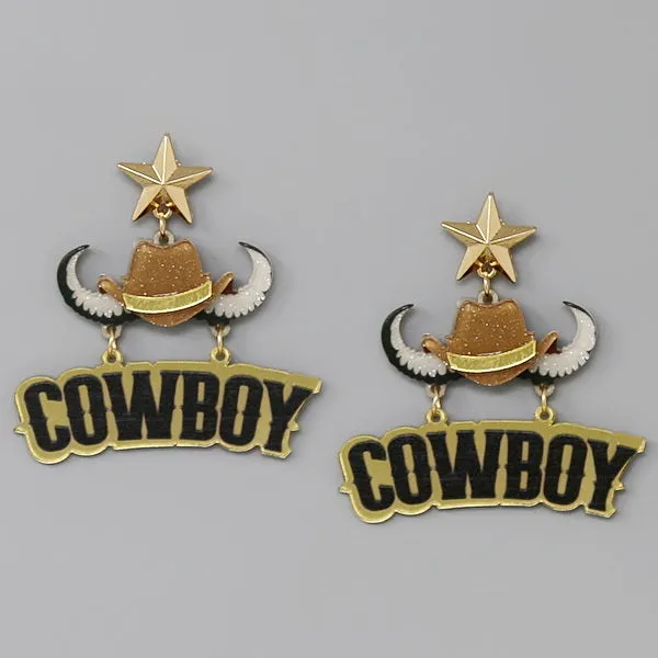 Cowboy Hat Western Theme Acrylic Earrings