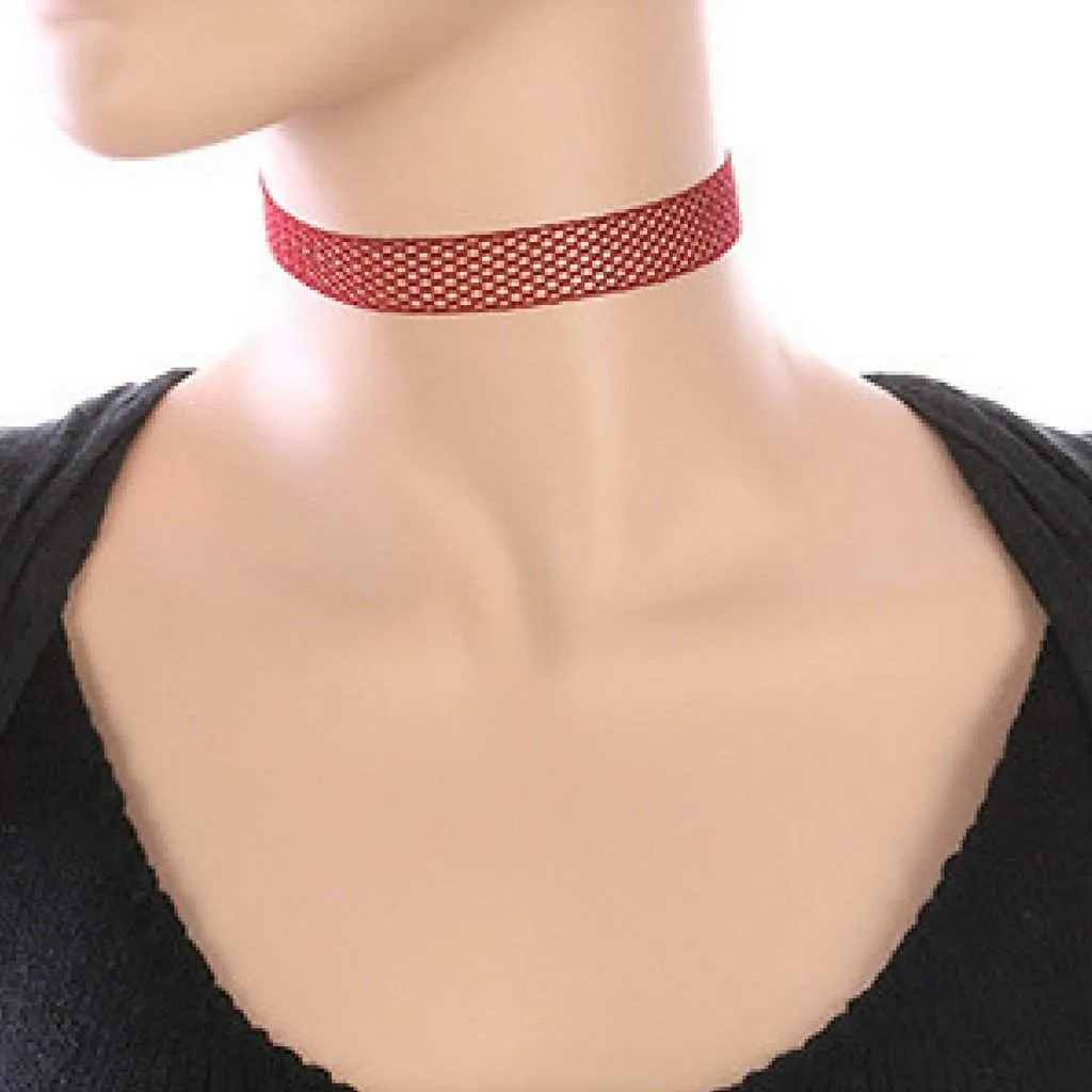 Crochet Mesh Burgundy Choker