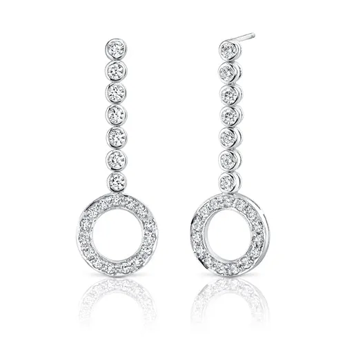 Cubic Zirconia Tennis Style Pendant Earrings Set Sterling Silver