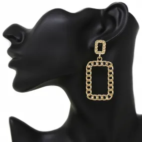 Curb Chain Rectangular Hoop Drop Earrings