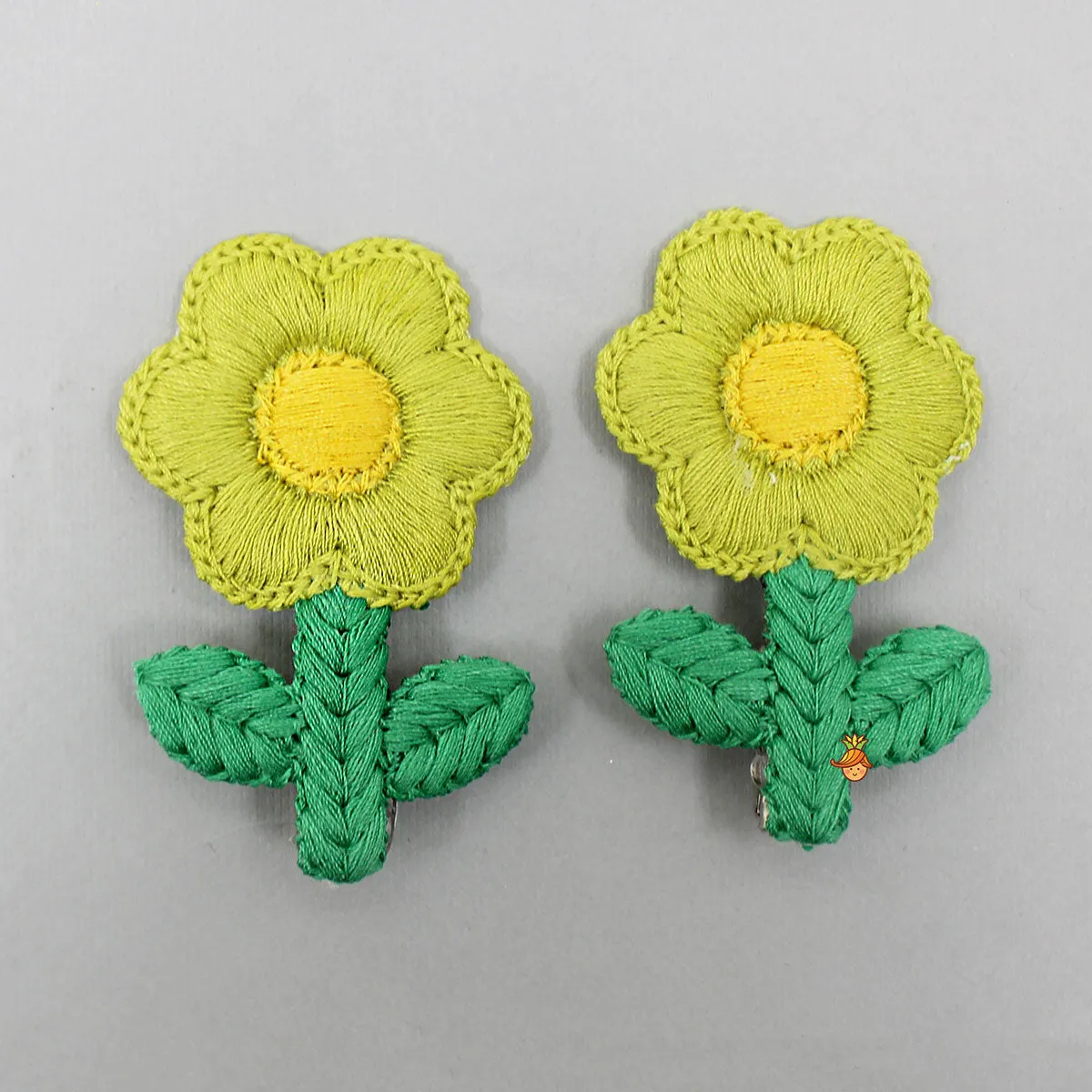 Cute Thread Embroidered Flower Hair Clips