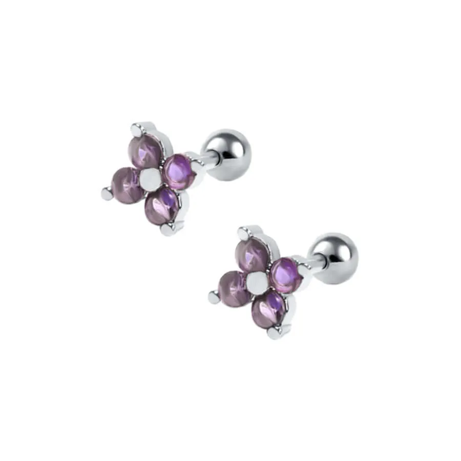 Dainty Clover Earrings Barbell Earrings Ball Back Earrings Sleeper Earrings