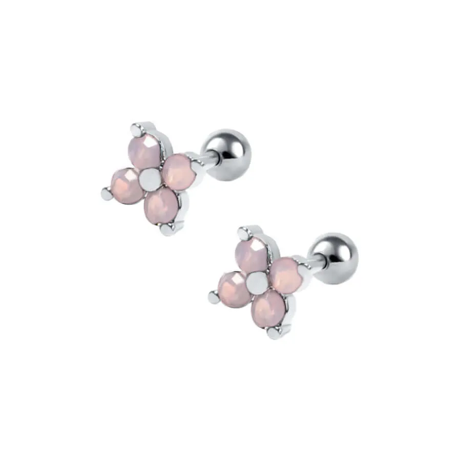 Dainty Clover Earrings Barbell Earrings Ball Back Earrings Sleeper Earrings