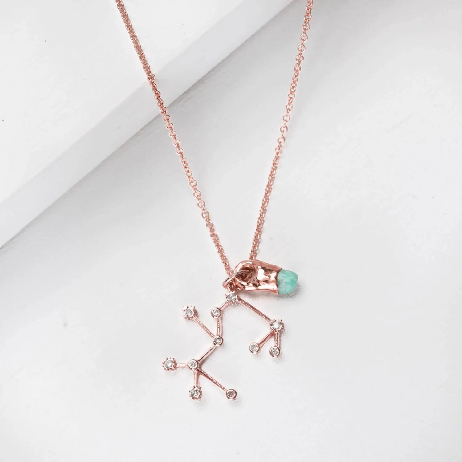 Dainty Raw Gemstone Zodiac Constellation Necklace, Custom Birthstone