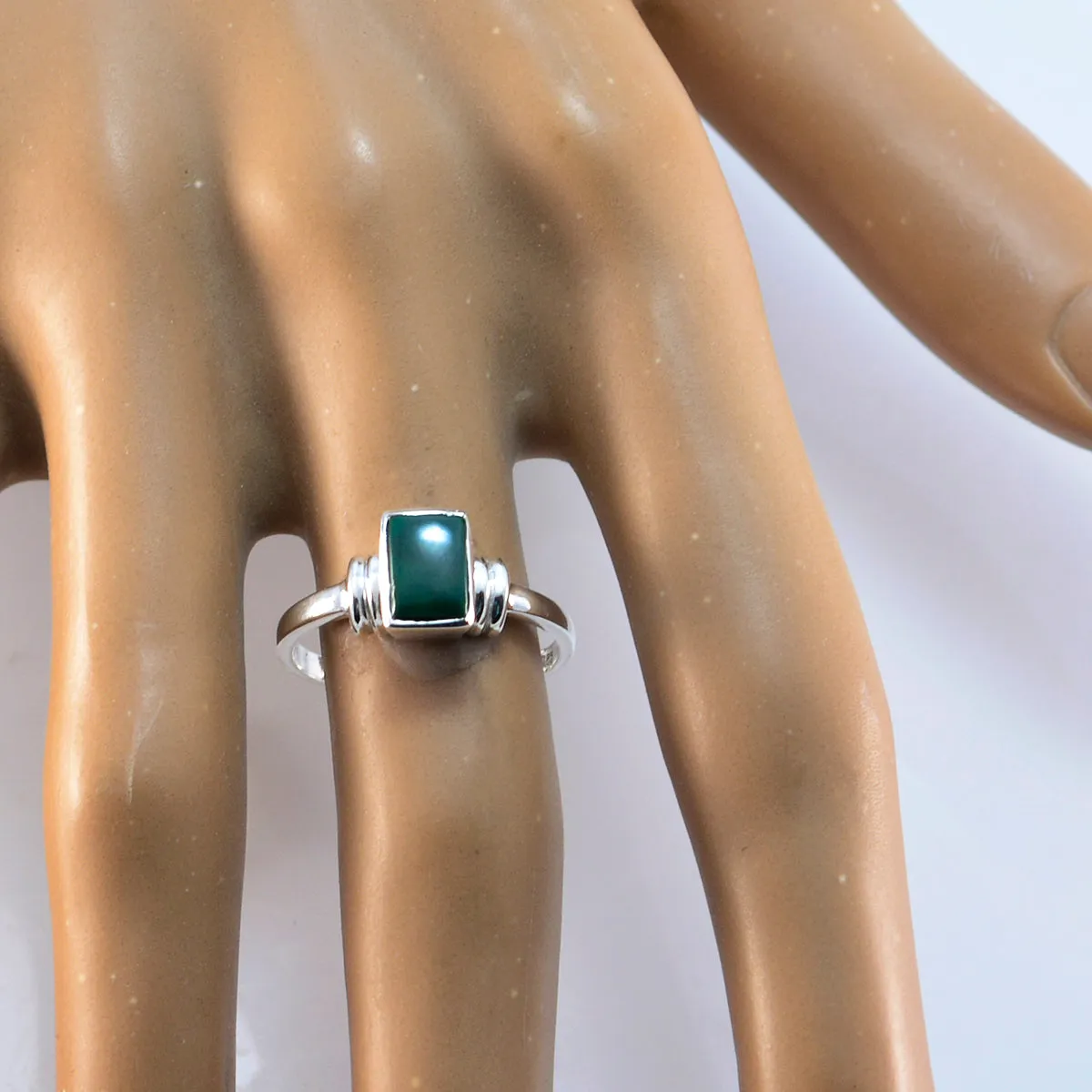 Dainty Stone Green Onyx 925 Sterling Silver Rings Jewelry Cleaning