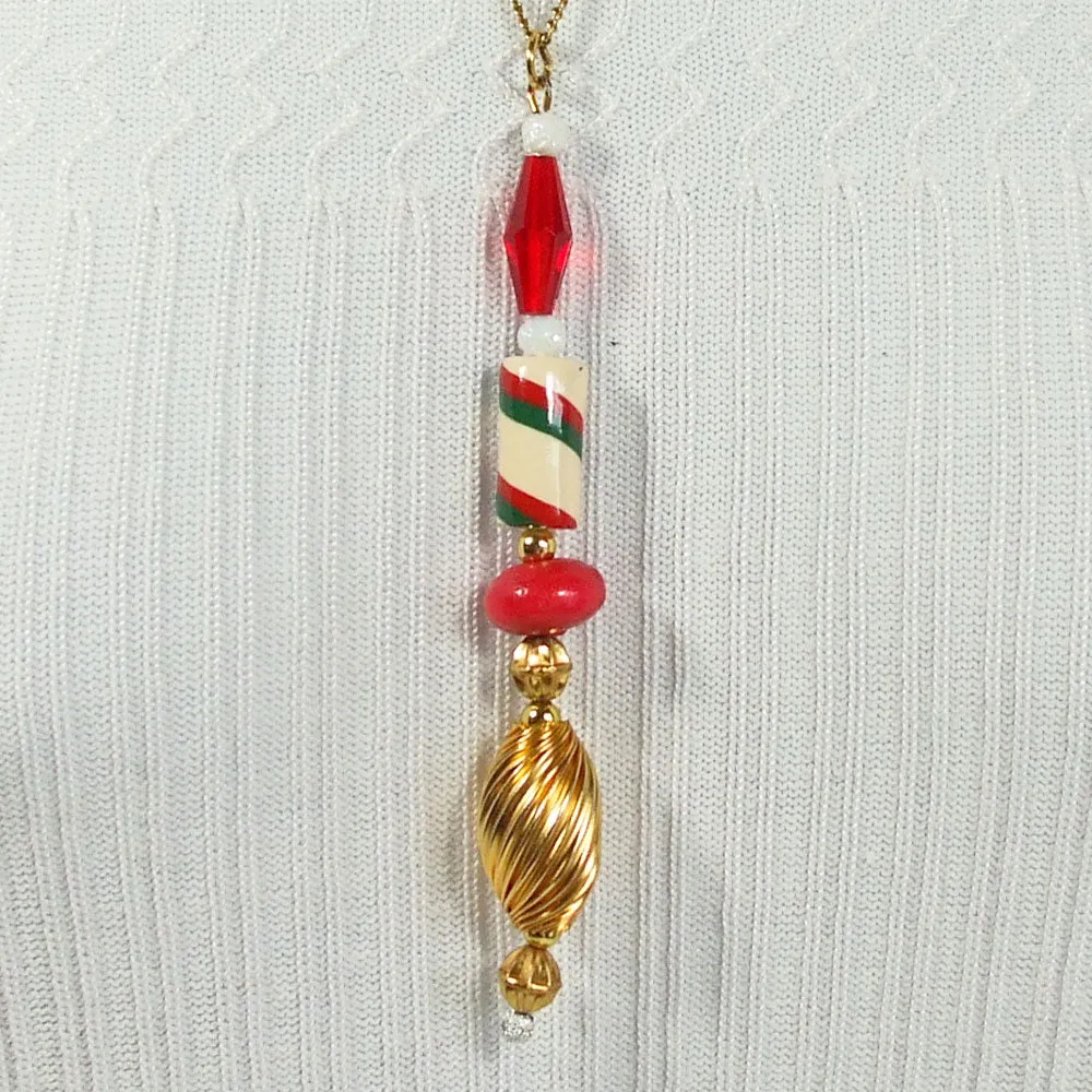 Dana, Christmas, Striped Candy Cane Pendant, Necklace