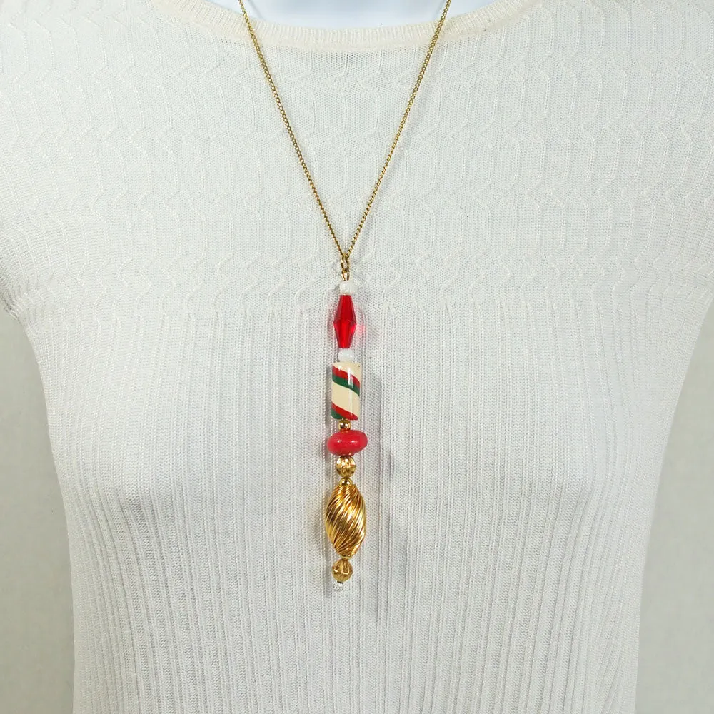 Dana, Christmas, Striped Candy Cane Pendant, Necklace