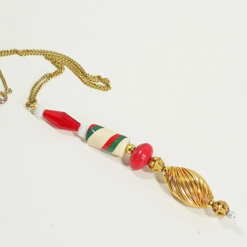 Dana, Christmas, Striped Candy Cane Pendant, Necklace