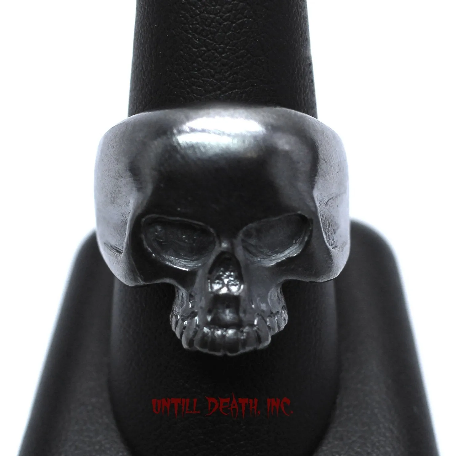 Dark Black Patina No Jaw Skull Ring. Heavy 925 Sterling Silver. All Men's US Sizes. UDINC0011