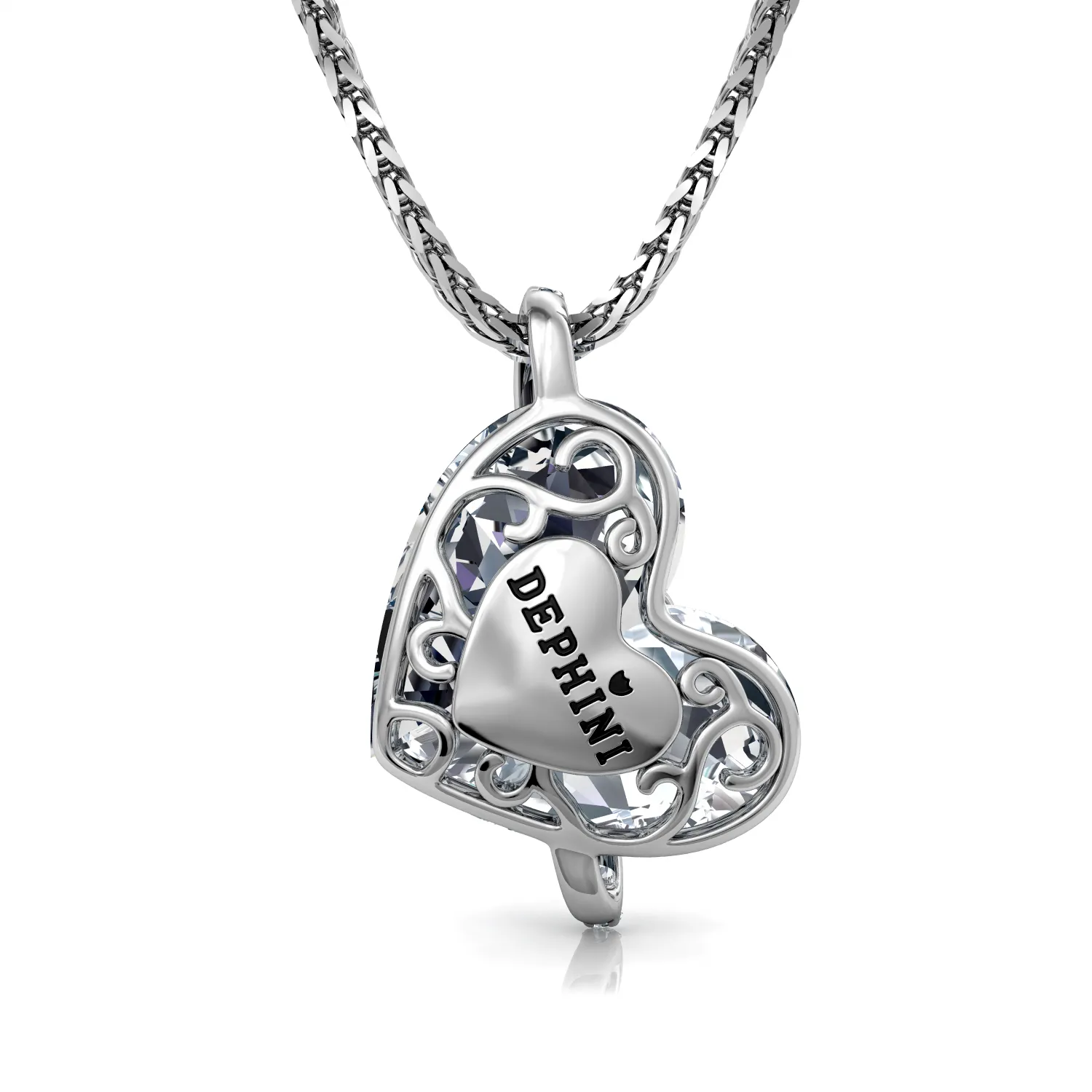 DEPHINI - Crystal Heart Necklace - 925 Sterling Silver SW Crystal