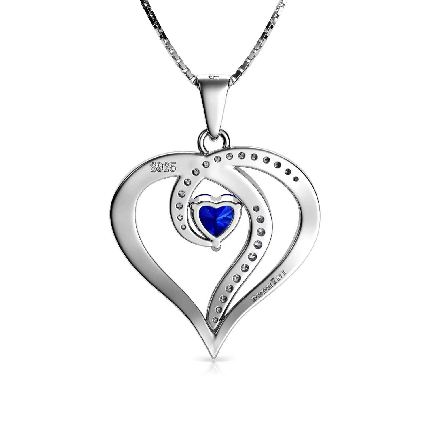 DEPHINI - Elegant blue necklace for Women 925 sterling silver pendant