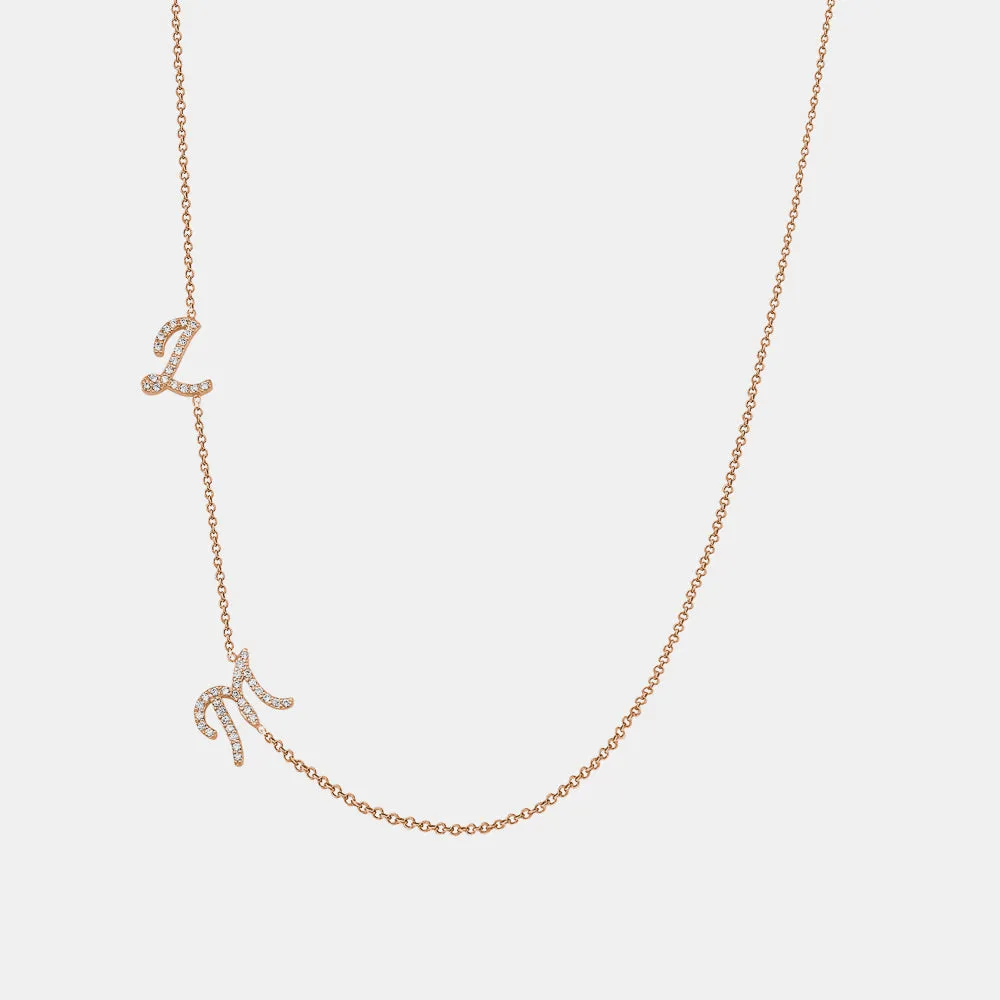 Diamond Cursive Initial Necklace