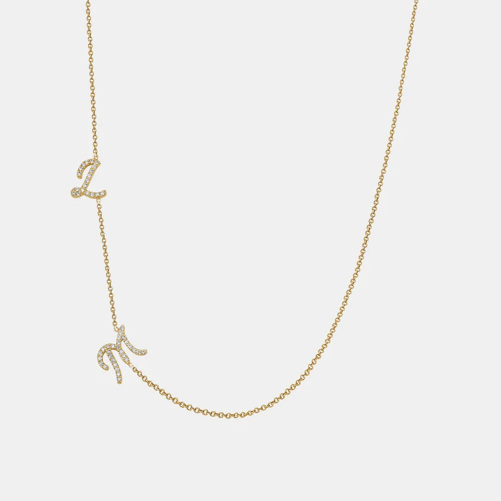 Diamond Cursive Initial Necklace