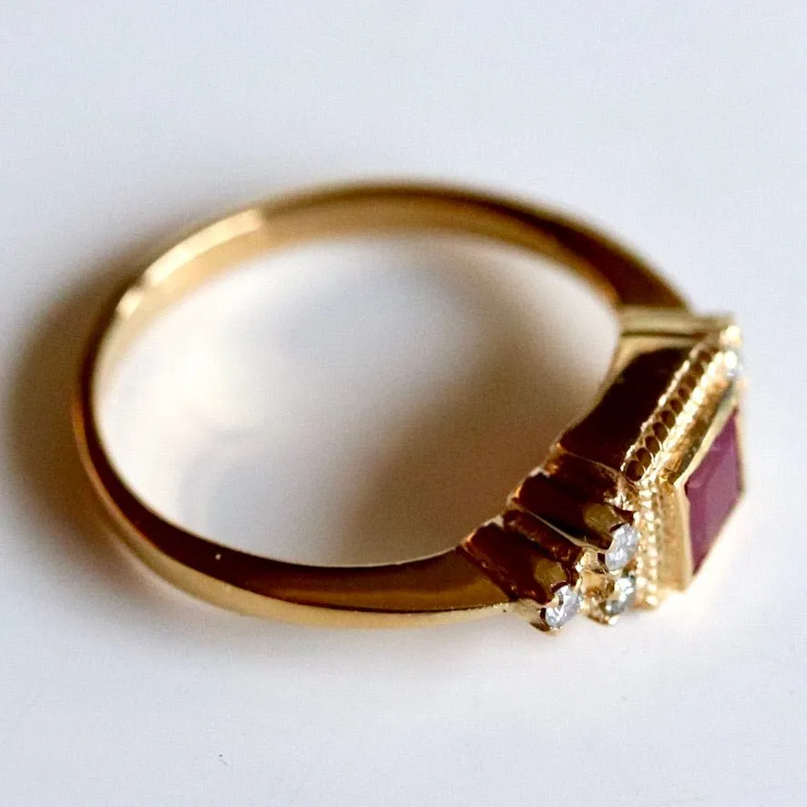 Dorothy 14k Gold, Ruby and Diamond Ring