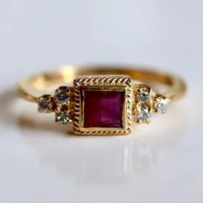 Dorothy 14k Gold, Ruby and Diamond Ring