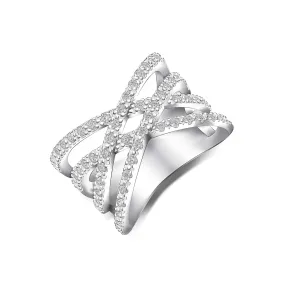 Double Crossover Criss Cross Rings Silver