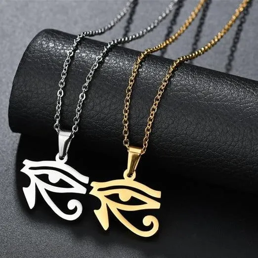 Egyptian Gods Power Eye of Horus Stainless Steel Chain Pendant Necklace