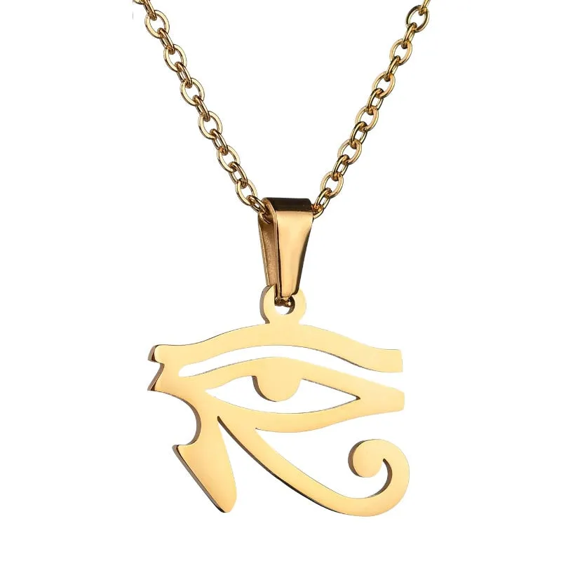 Egyptian Gods Power Eye of Horus Stainless Steel Chain Pendant Necklace