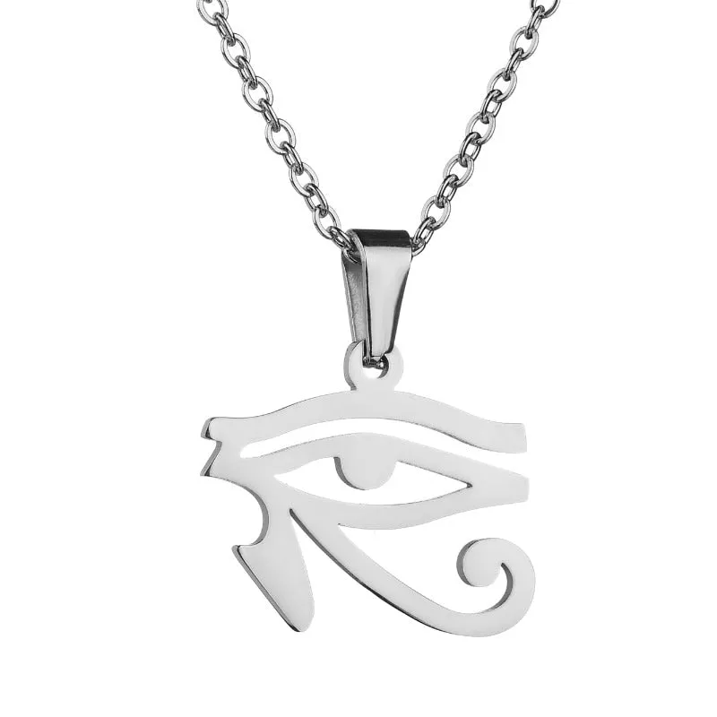 Egyptian Gods Power Eye of Horus Stainless Steel Chain Pendant Necklace