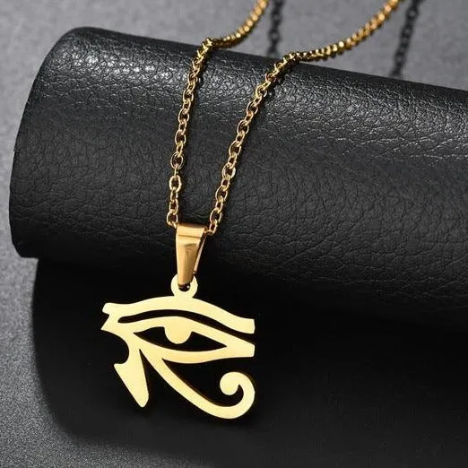 Egyptian Gods Power Eye of Horus Stainless Steel Chain Pendant Necklace