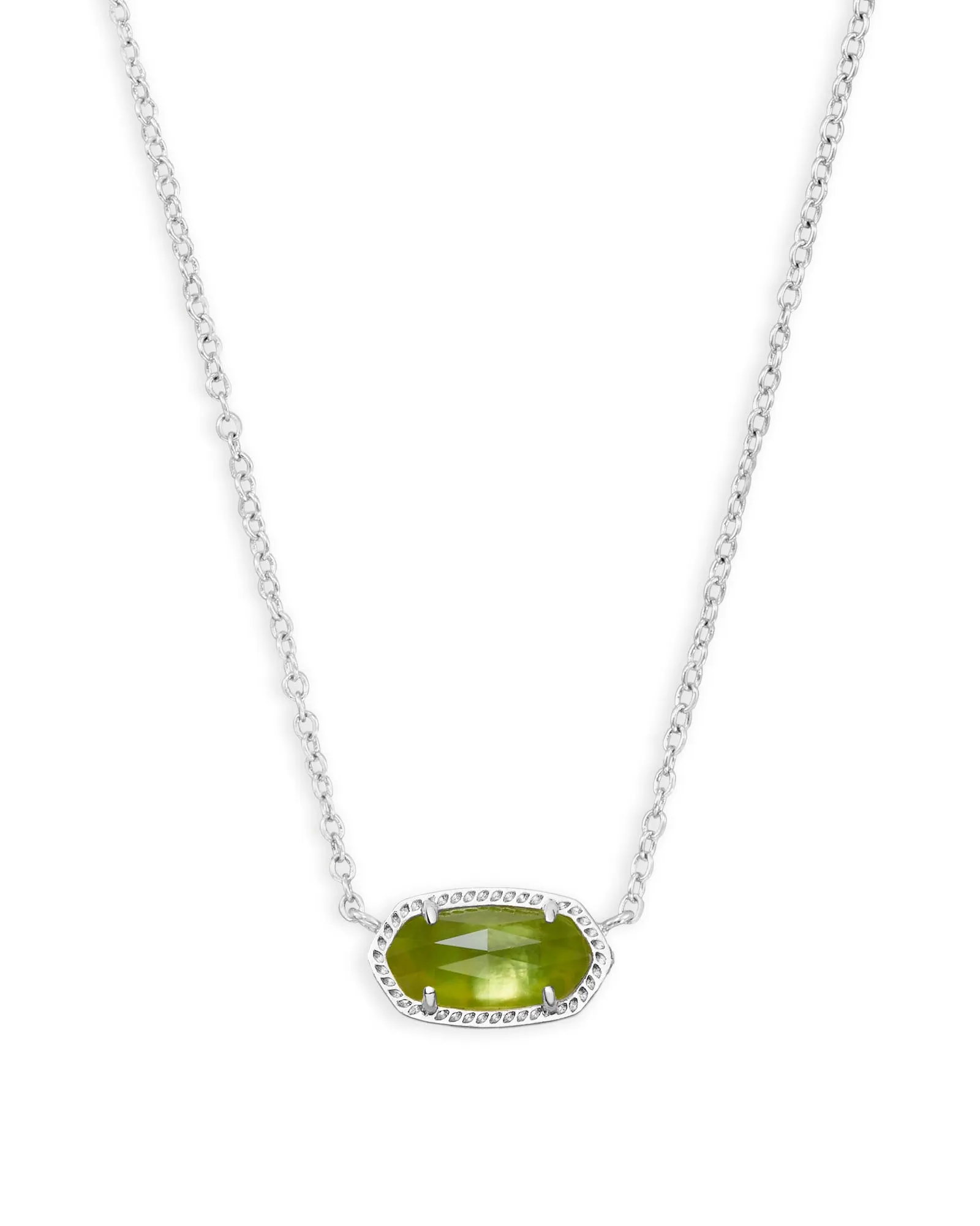 Elisa Necklace in Rhodium Peridot Illusion by Kendra Scott