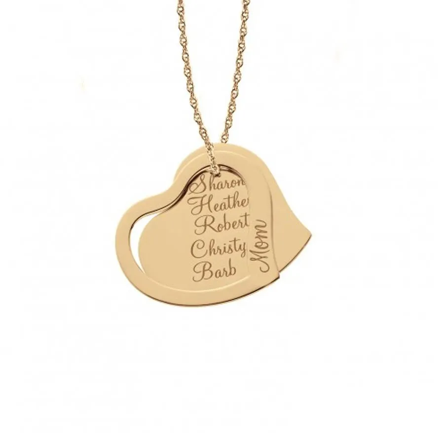 Engraved Mothers Double Heart Necklace