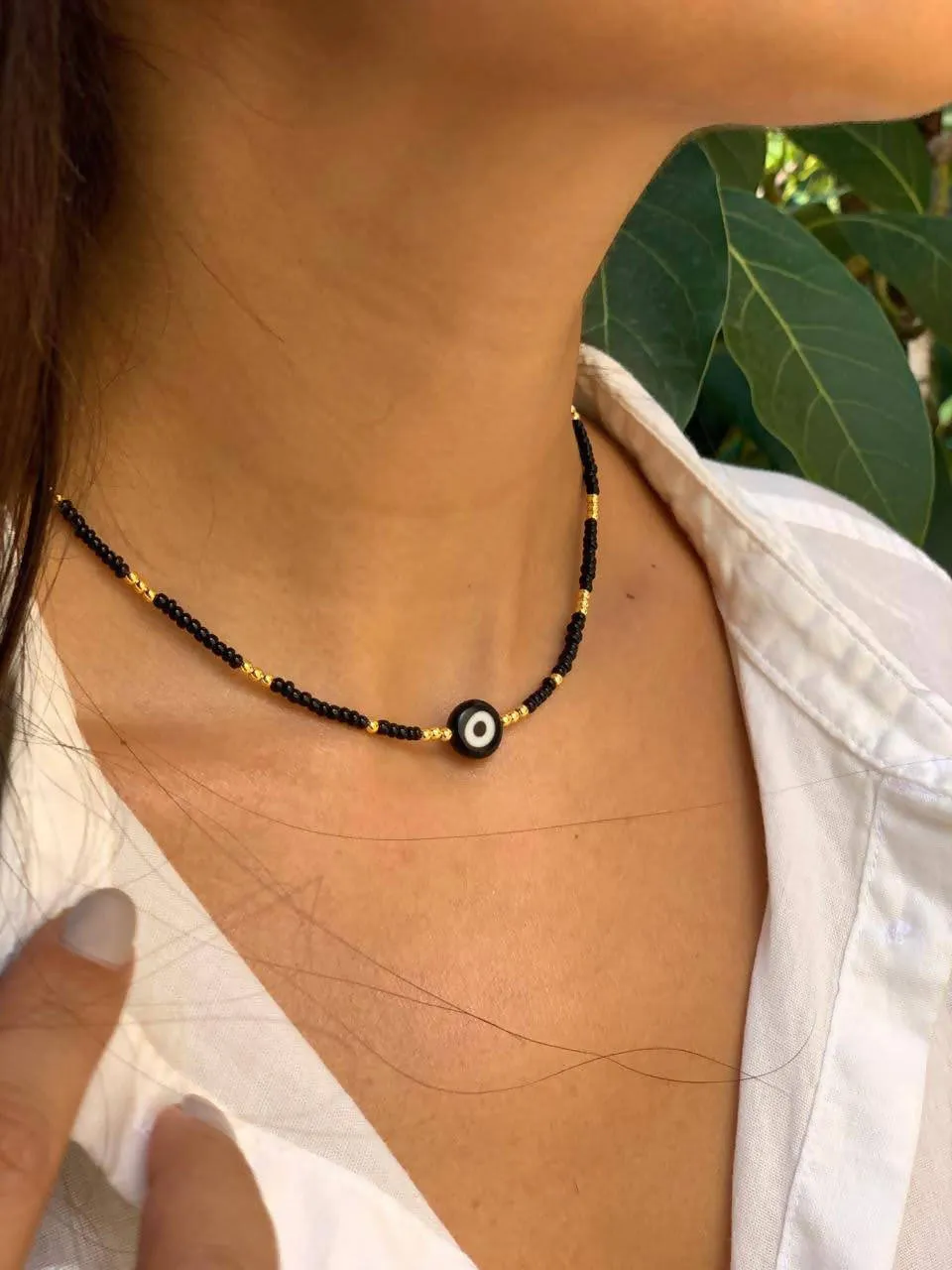 Evil eye black choker