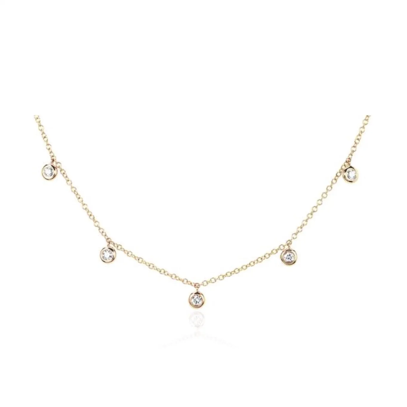 Five Diamond Bezel Choker Necklace