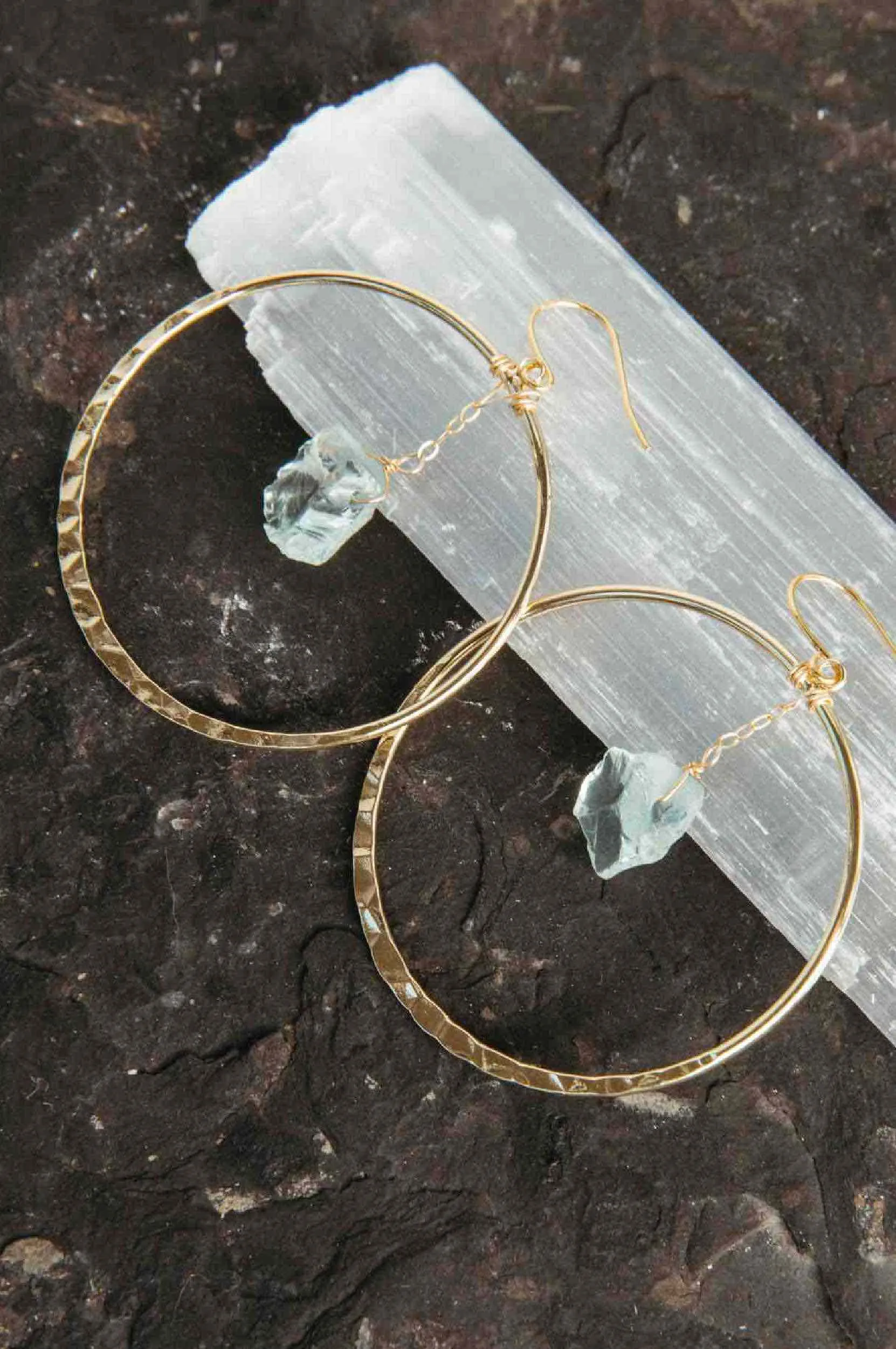 Flow With Life Aquamarine Gold Hoop Earrings