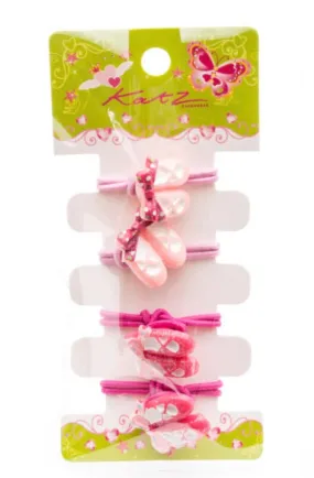 Girl Pink sparkly Dance Shoe Hair Elastics