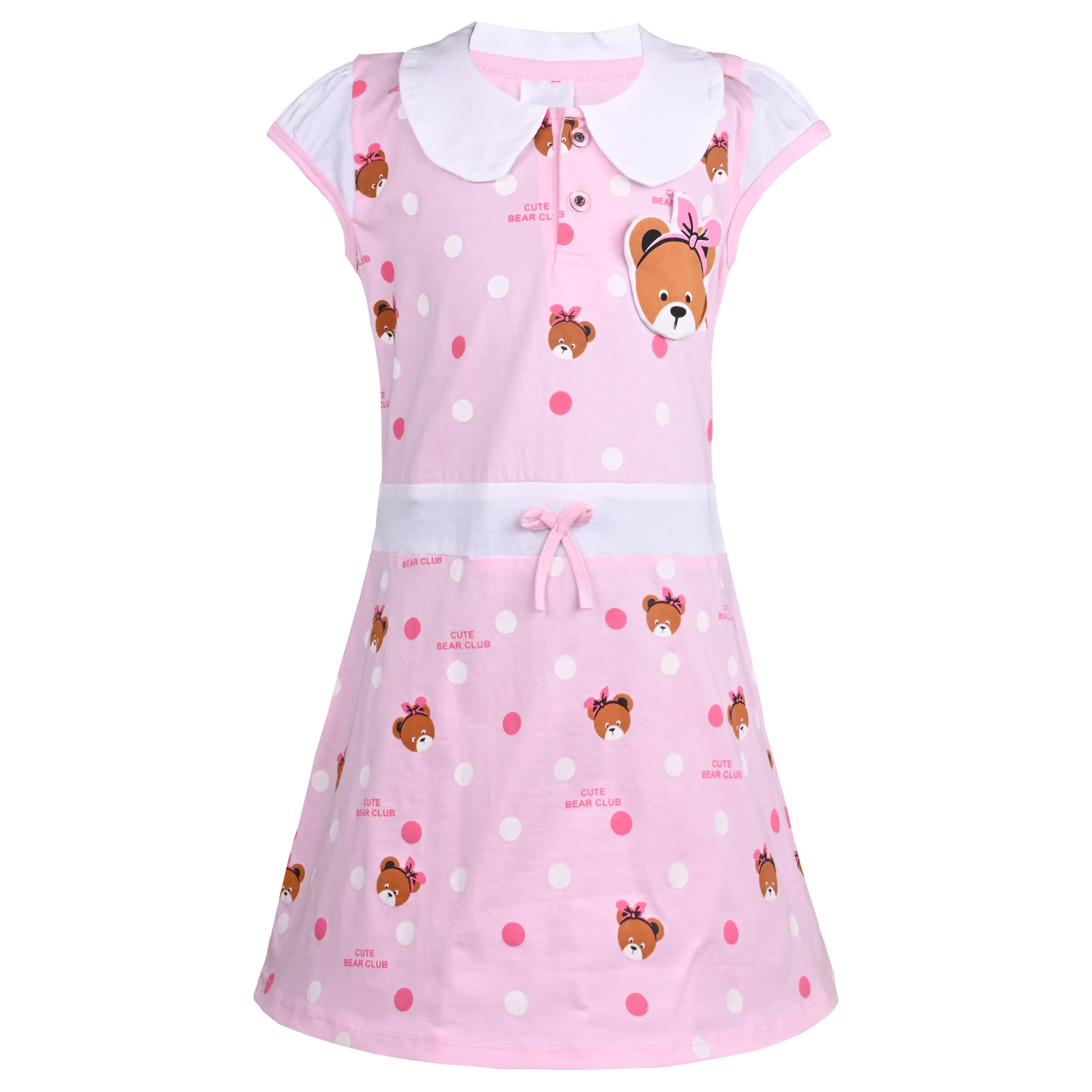 Girls Animal Printed Fit and Flare Cap Sleeve Frock Dress